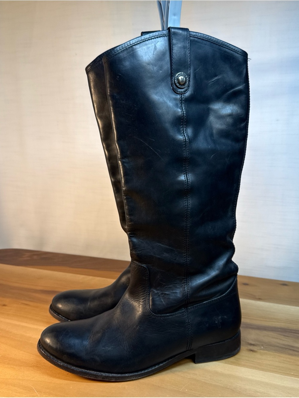 Frye Melissa Riding Boots  Black Leather Equestrian Womens  9.5 Ladies Knee High